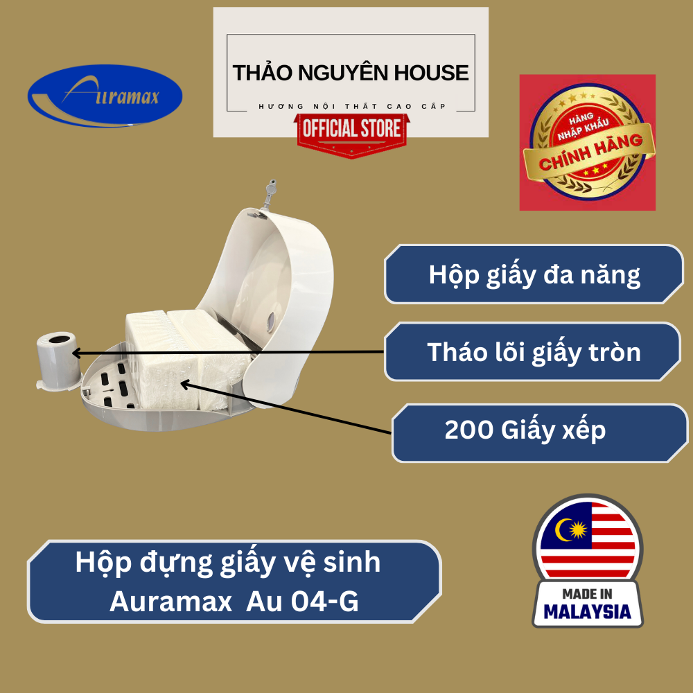 Hình ảnh Hộp đựng giấy vệ sinh Auramax AU04G