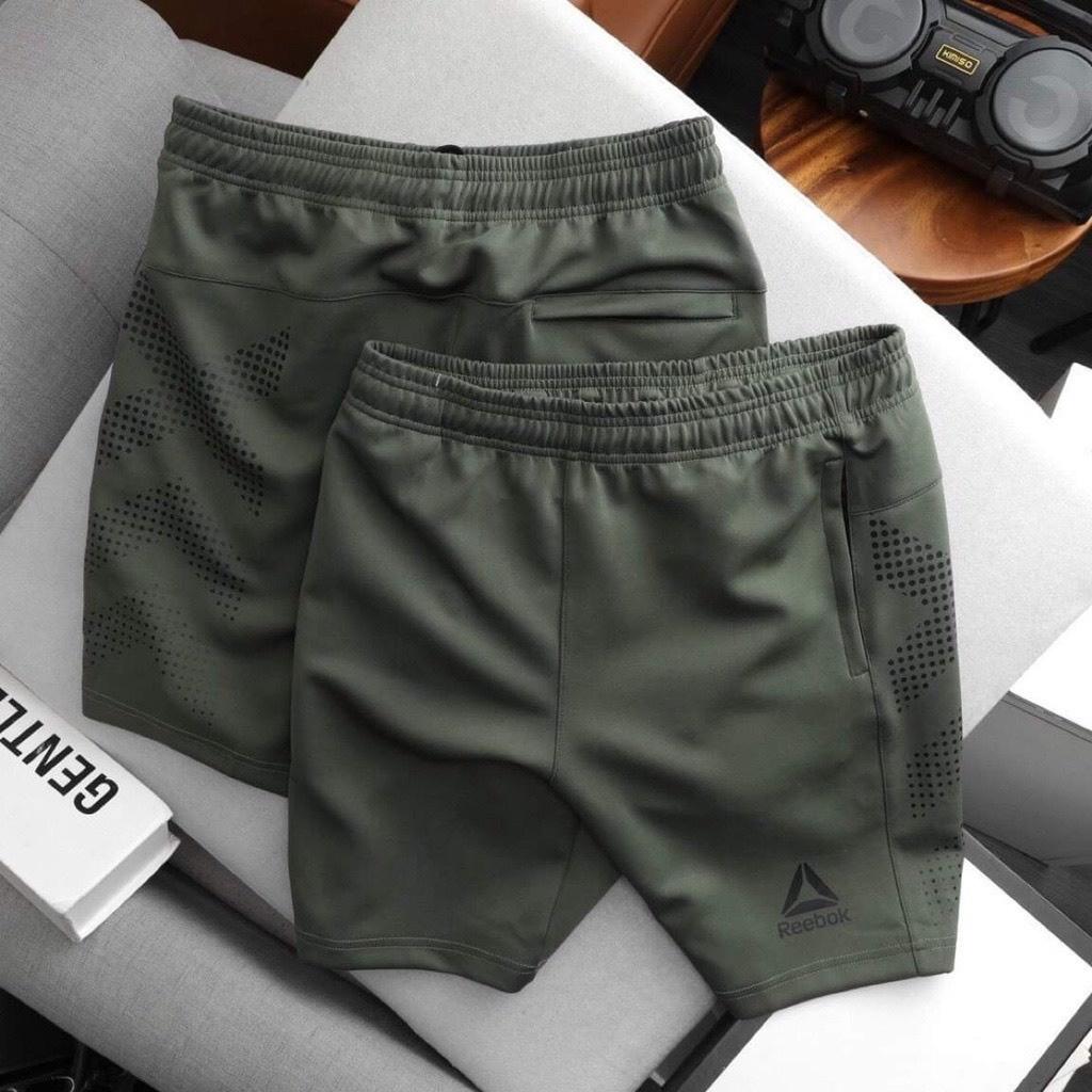 Quần Short Nam Thể Thao, Quần Short Nam Họa Tiết Reebook, Chất Poly Cao Cấp, Thoáng Mát, Co Dãn 4 Chiều - Ares Shop