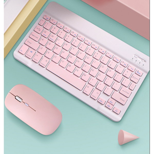 2 Sets 2.4GHz Bluetooth Keyboard Mouse Comb Set for   10 Inch Pink