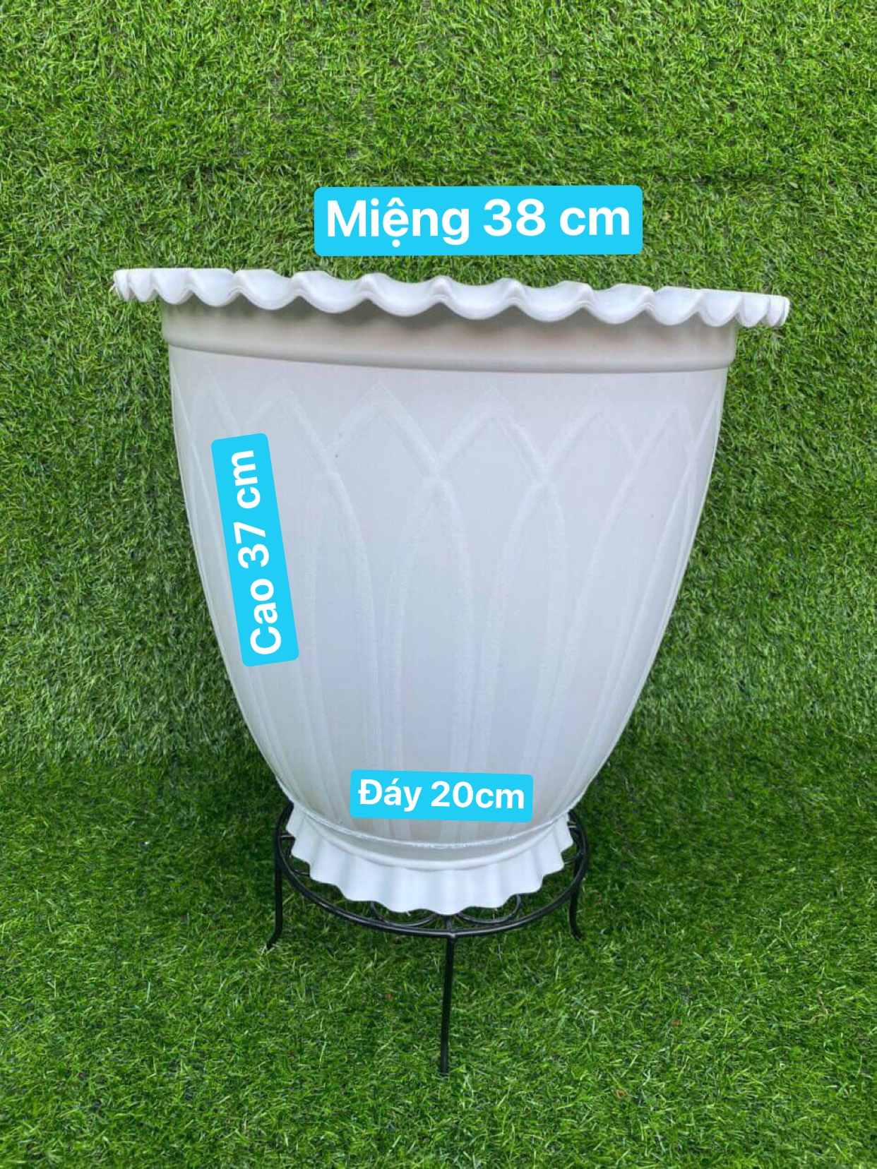 CHẬU NHỰA VÀNH SÓNG TRỒNG HOA- CÂY - CẢNH KT 38 X37X20 cm