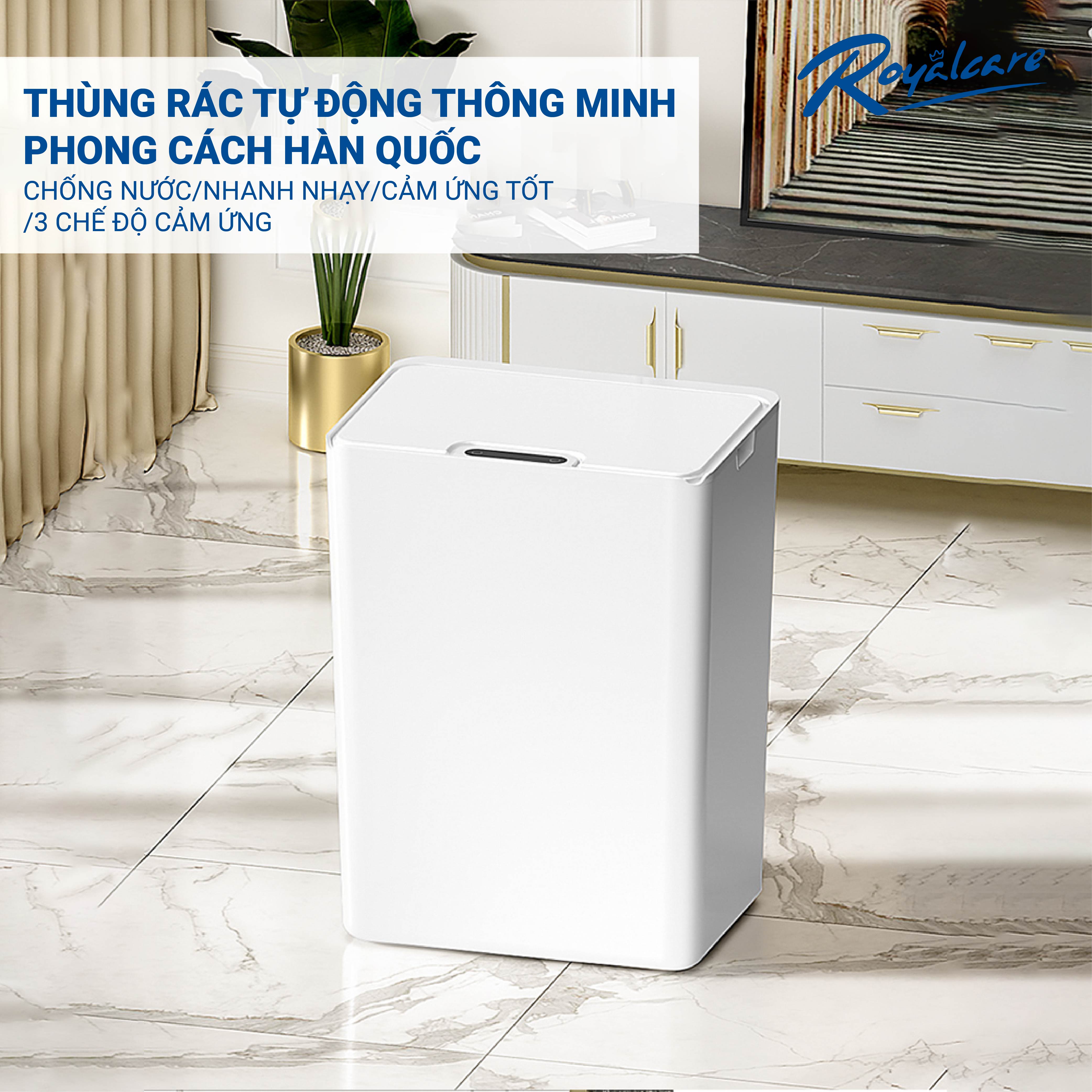 Thùng rác thông minh cảm ứng tự động Royal Care FH-2 chống nước, phong cách Hàn Quốc