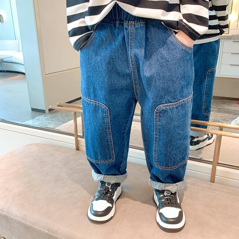 QJ45 Size90-130 Quần jean thụng ngố bé trai Thời trang trẻ Em hàng quảng châu