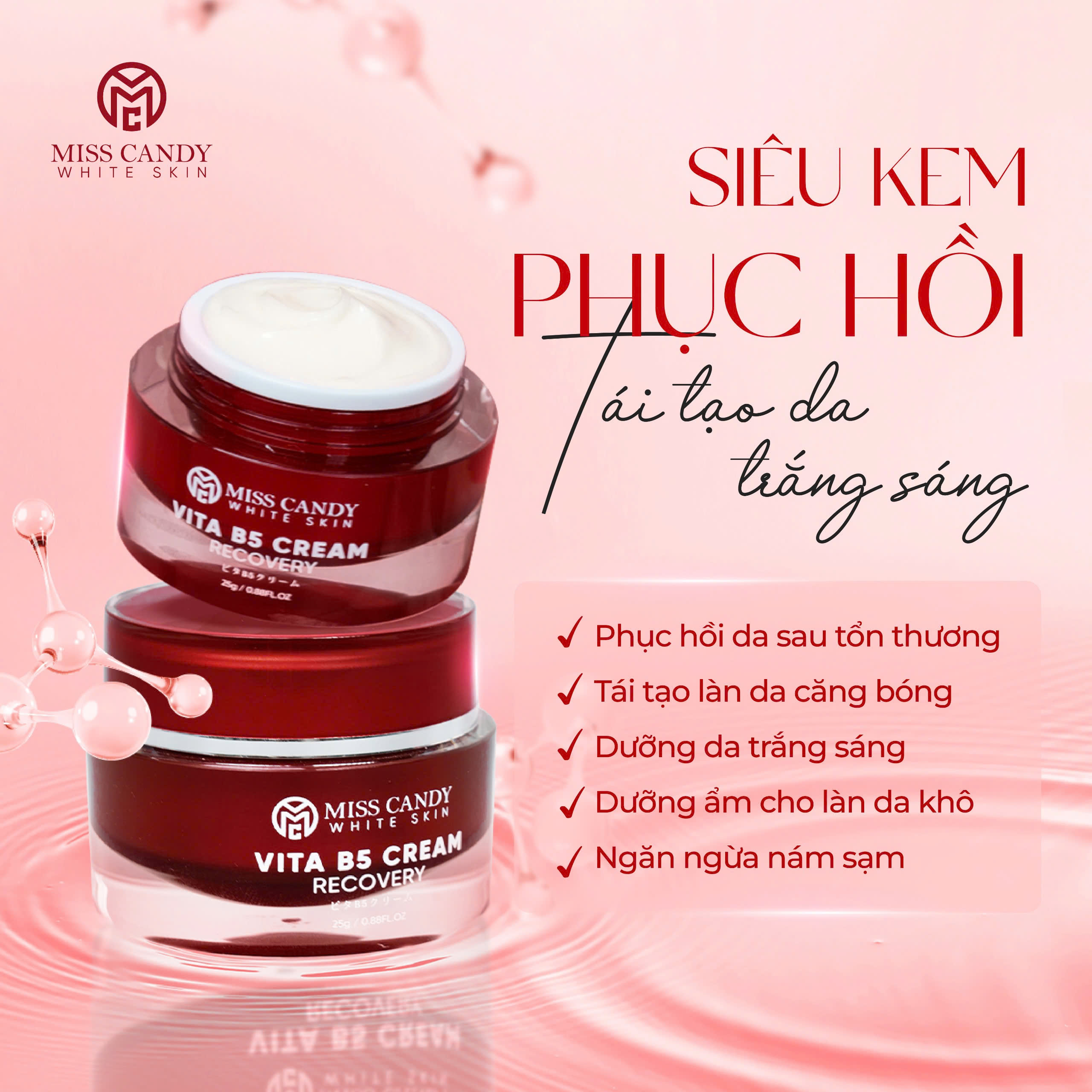 Kem Dưỡng Ẩm Phục Hồi Vita B5 Cream Miss Candy White Skin Hộp 25g