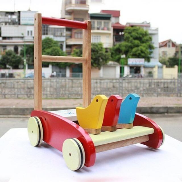 Xe gỗ tập đi ba con gà