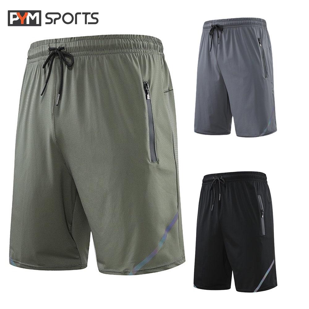Quần đùi Nam tập gym, tập thể thao PYMSPORTS-PYMMQT002 thoải mái, thoáng mát, 3 màu đen, ghi đậm, ghi nhạt