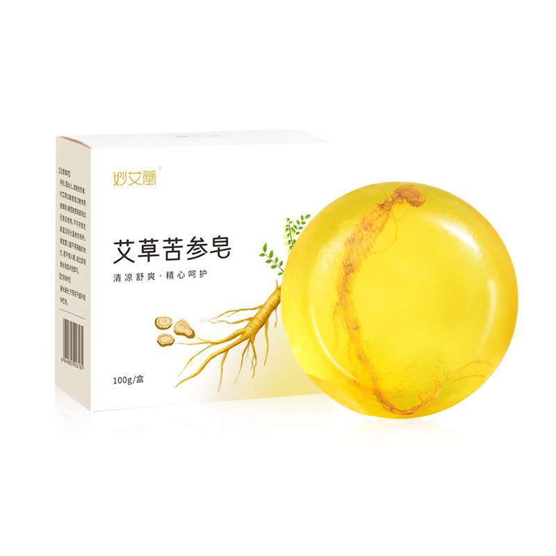 XÀ BÔNG NHÂN SÂM – Xà phòng ngải cứu NATURAL SOAP loại bỏ nhờn, làm sạch da, giảm mụn