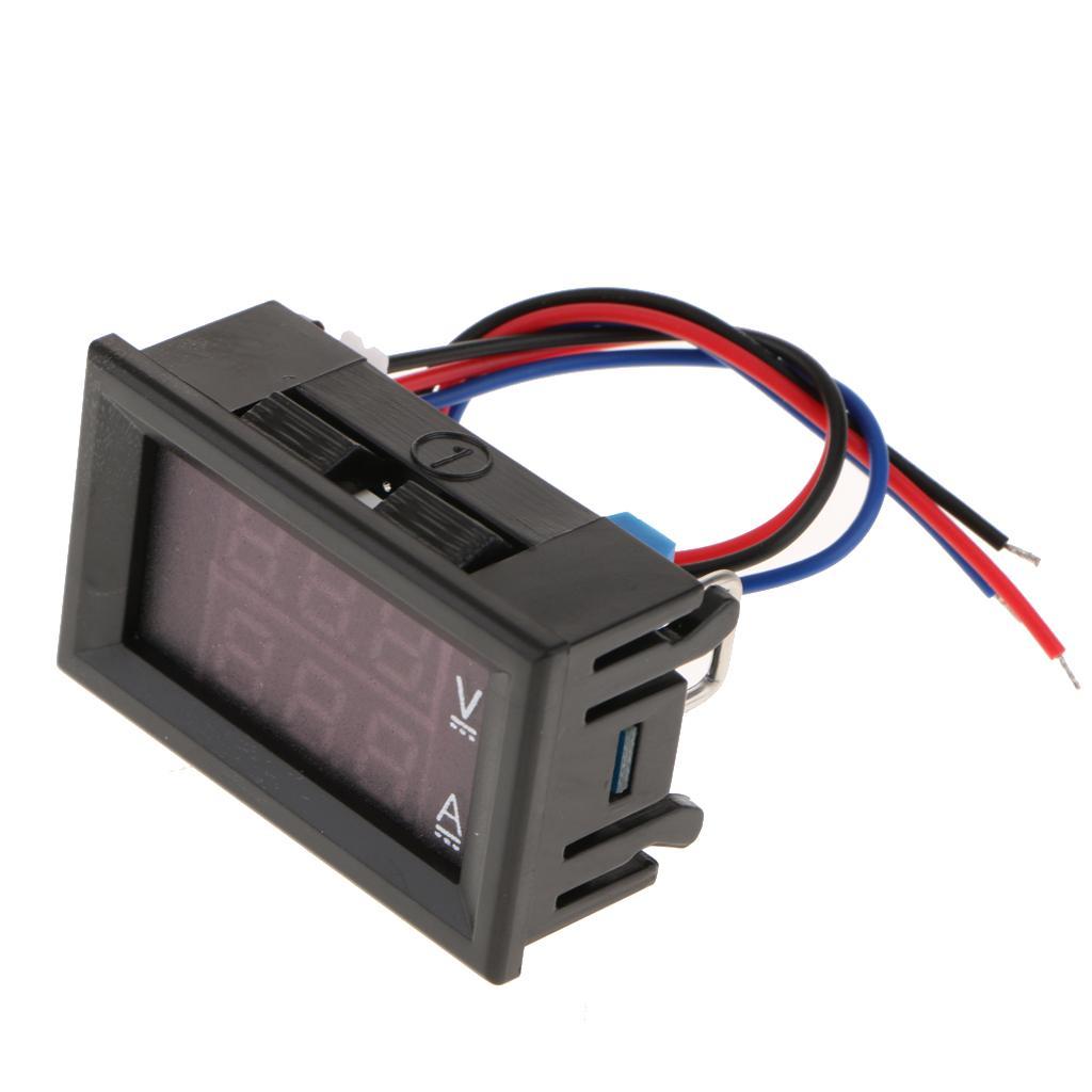 2-4pack DC 0-100V LED Motor Dual Display Digital Voltage Current Meter 10A