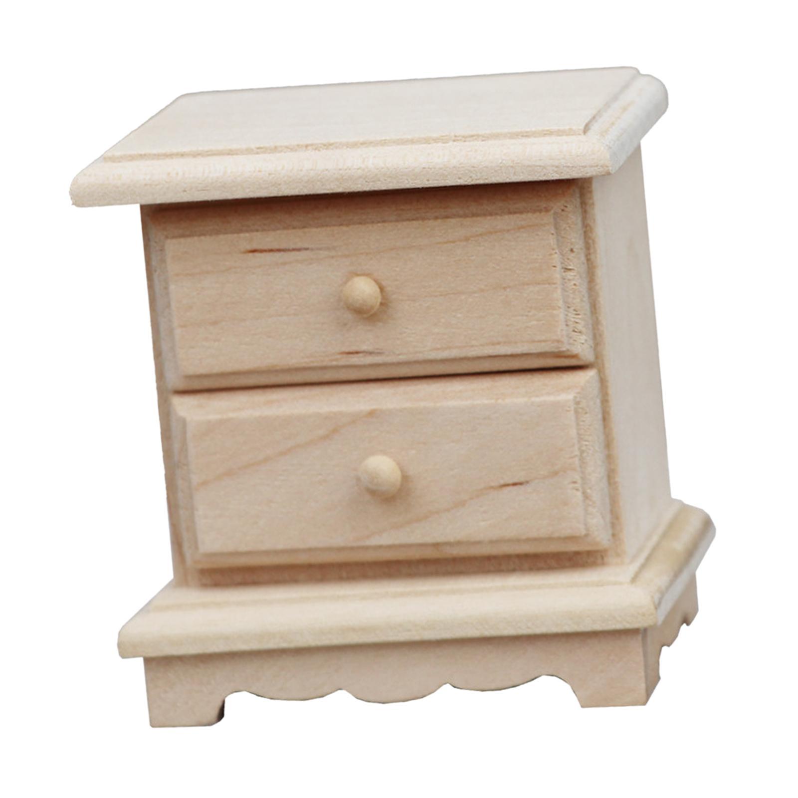 1/12 Dollhouse Bedside Table with Drawer Decor DIY for Girls Kids Preschool