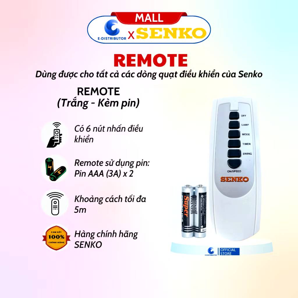 Remote Điều Khiển Quạt Senko Model TR1683, TR1628, TR1428, TR828, DR1608, hàng chính hãng