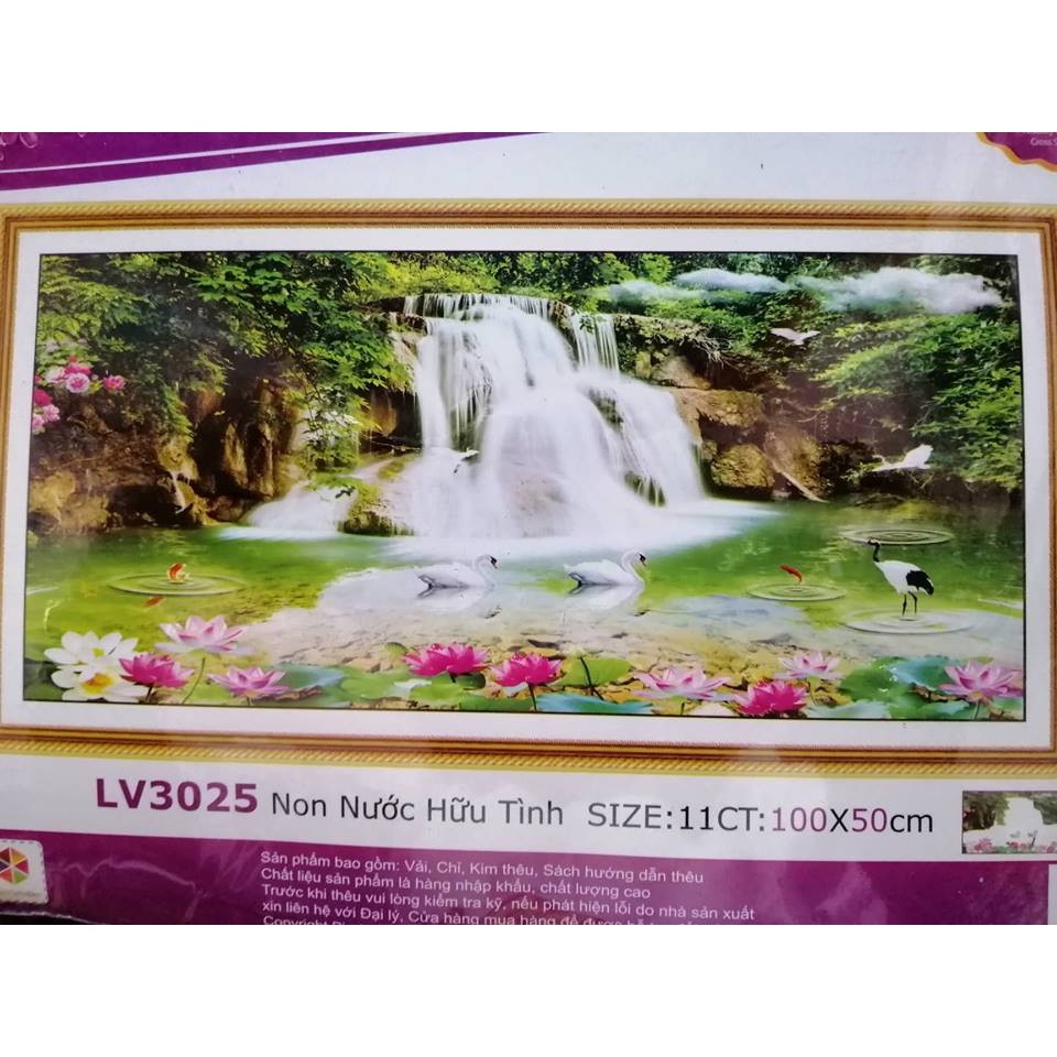 Tranh thêu chữ thập 3D NON NƯỚC HỮU TÌNH 100x50cm_ tự thêu