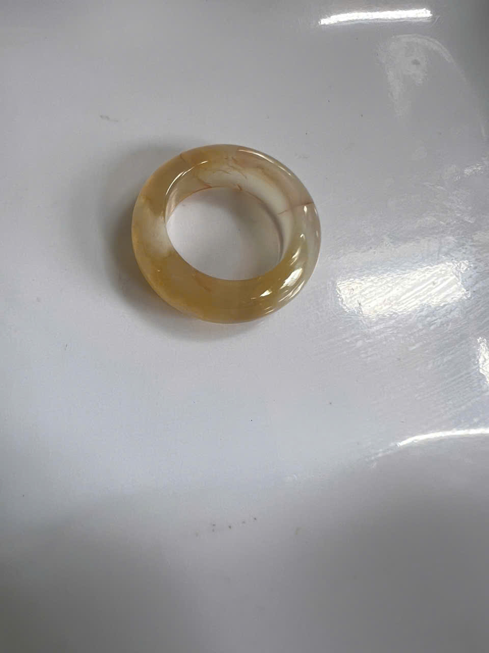 Nhẫn Nữ mới Đá Mã Não Bông Bông Vàng Tươi Trắng Bóng Đẹp Ni 16mm Cao 7mm Dầy 4mm Chị em Nữ mệnh Kim mệnh Thủy mệnh Thổ đeo lên tay xinh xắn may mắn ạ