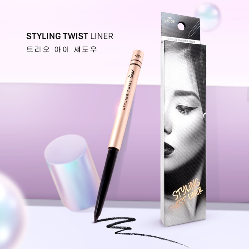 Chì Vặn Kẻ Mắt VACOSI Dạng Gel Không Lem Không Trôi - VACOSI Styling Twist Liner