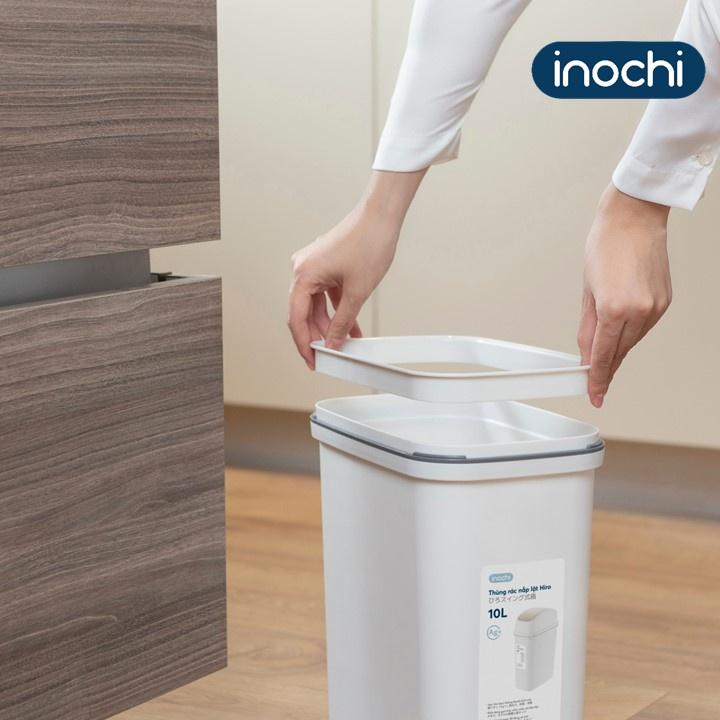 Thùng rác nắp lật Hiro 10L (loại kèm ruột)-inochi-chất lượng chuẩn Nhật Bản