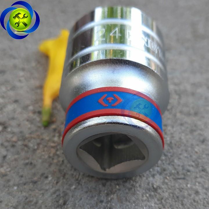 Tuýp trắng ngắn 24mm Kingtony 433524M 1/2 INCH - 6 CẠNH