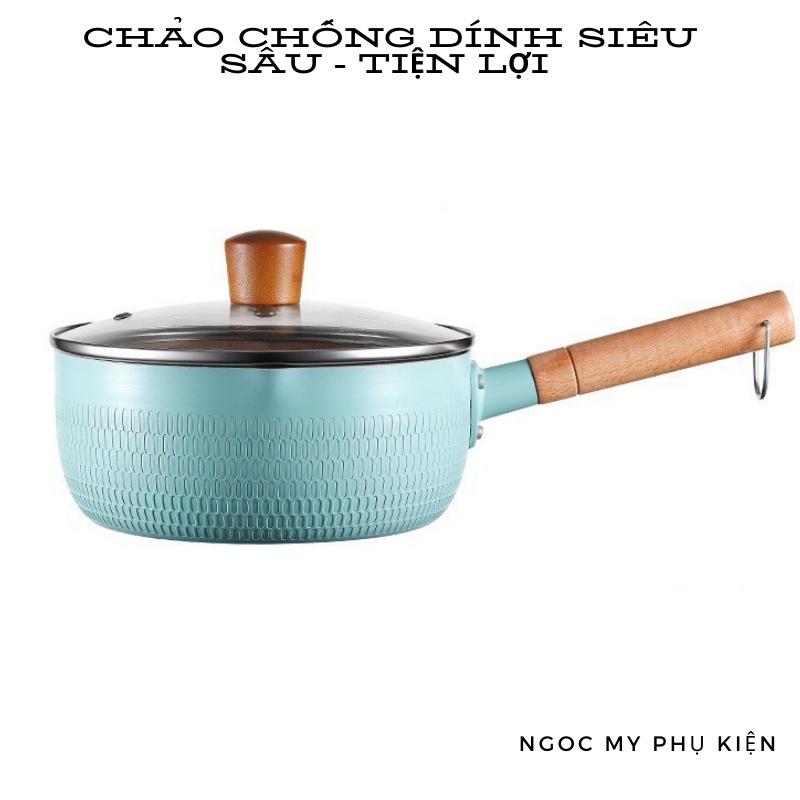 Chảo Lòng Sâu Chống Dính - Quánh Dính Tiện Dụng Chiên, Xào,Nấu - Nồi Nấu Bột Cho Bé Tiện Lợi