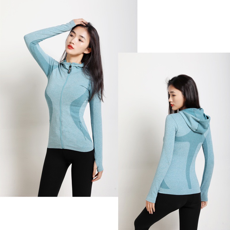 ÁO KHOÁC NỮ VẢI DỆT KIM CÓ TÚI CÓ NÓN ÔM BODY