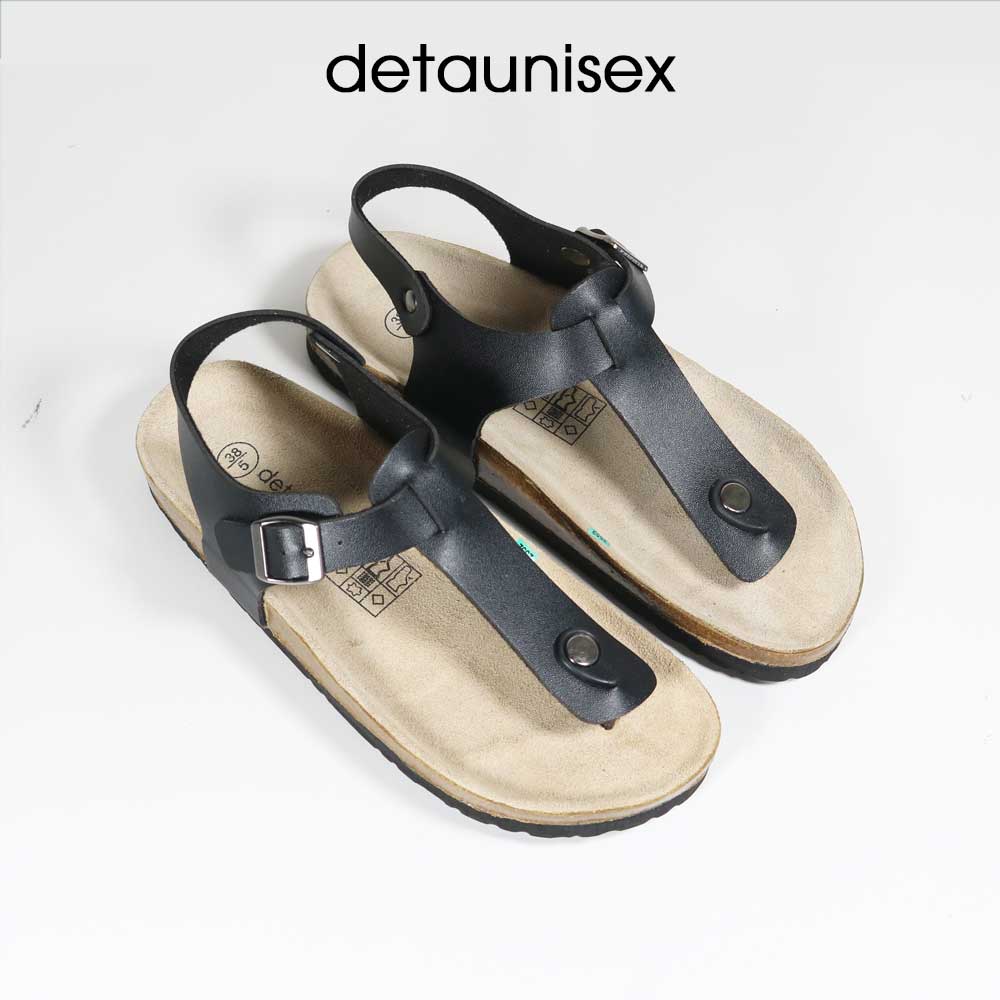 Giày Sandal Quai Hậu Đế Trấu Kẹp Ngón Nam Nữ Detaunisex Màu ĐEN - SATA11D