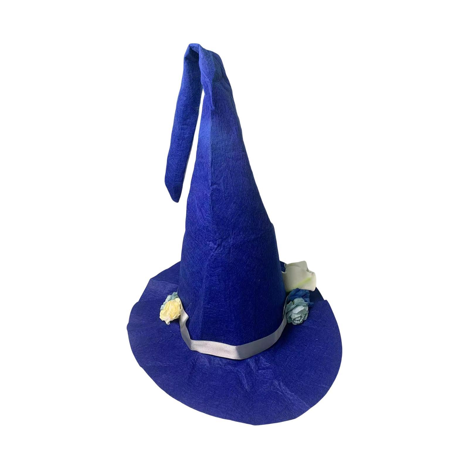 Halloween Felt Witch Hats Cosplay for Carnival Masquerade Clothing Props blue