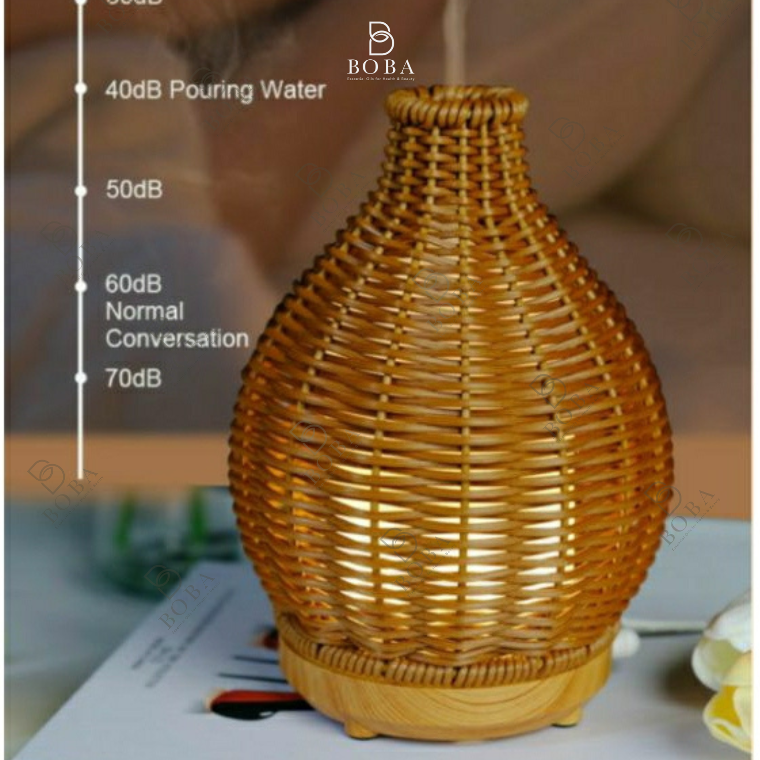 Máy Khuếch Tán Tinh Dầu Mây Đan Nghệ Thuật, Tỏa Hương, Kiểm Soát Mùi Làm Sạch Không Khí - Boba Naturals