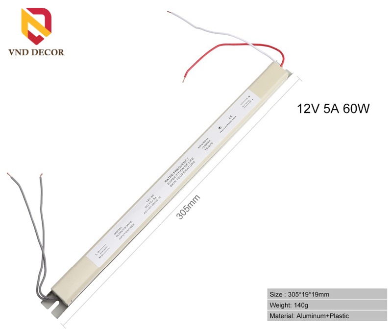 Nguồn Đũa 12V - 5A Cao cấp Siêu bền chuyên dùng cho Dây Led Đèn Led