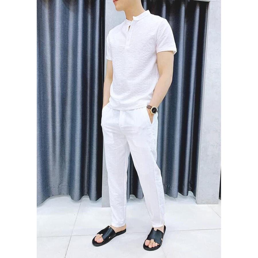 Bộ quần áo đũi nam(áo cộc quần dài) 2 màu đen,trắng