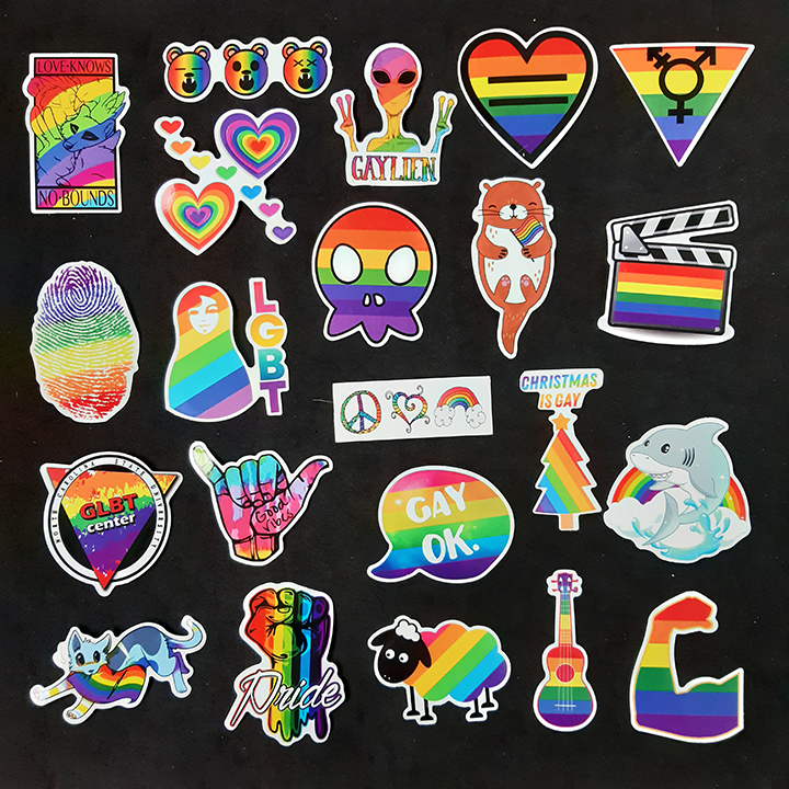 Bộ Sticker dán cao cấp chủ đề CẦU VỒNG LGBT - Dùng dán Xe, dán mũ bảo hiểm, dán Laptop, dán đàn...