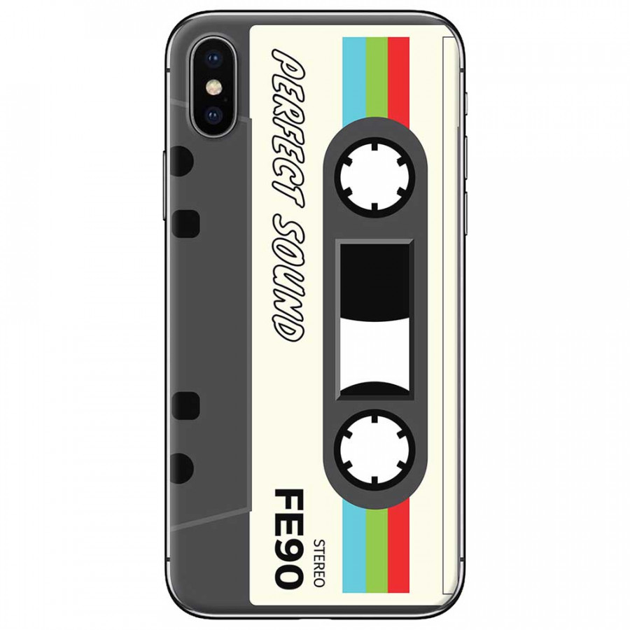 Ốp lưng dành cho iPhone X mẫu Cassette xám trắng