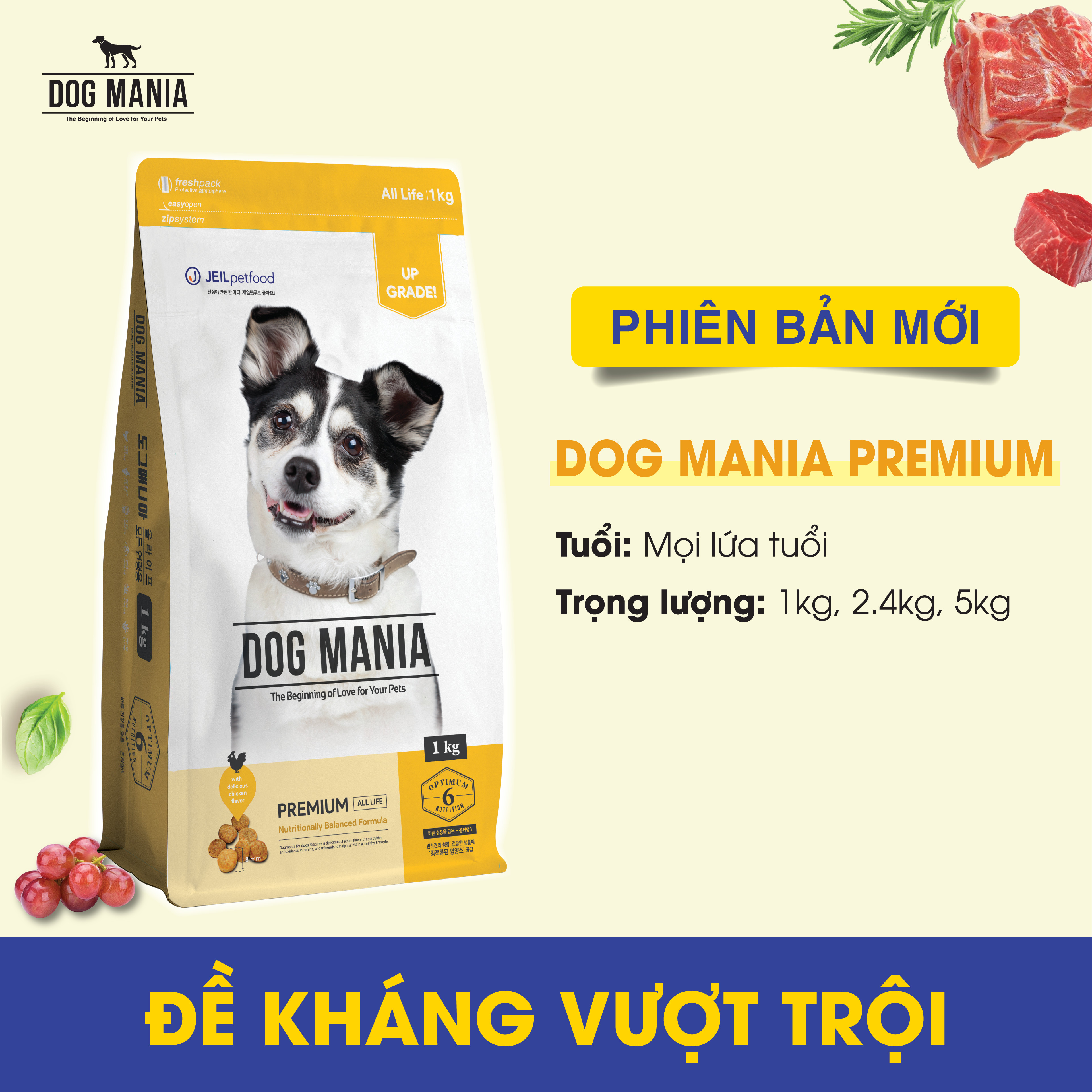 (1Kg/2.4Kg/5Kg) Dog Mania Premium - Thức ăn hạt CHO CHÓ MỌI LỨA TUỔI