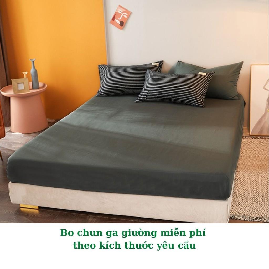Bộ chăn ga gối Cotton Tici kẻ M2T Bedding chăn ga Hàn Quốc, vỏ chăn mền, drap giường và 2 vỏ gối