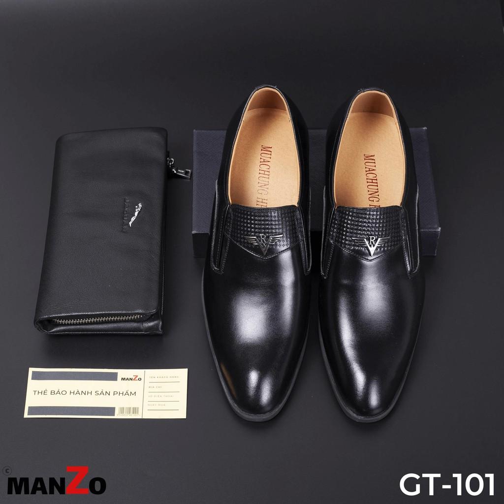 Đen và nâu - Giày Công sở tăng chiều cao da bò thật – Manzo store – GT101