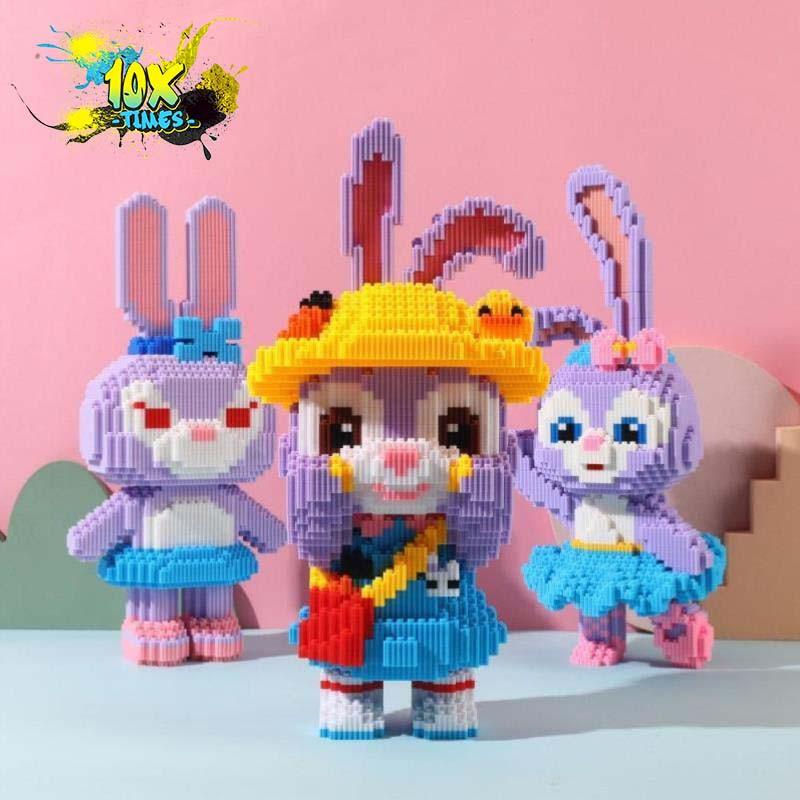 Đồ chơi lego 3d Thỏ tím stella lou múa bale dễ thương cute quà tặng sinh nhật bạn gái, đồ decor