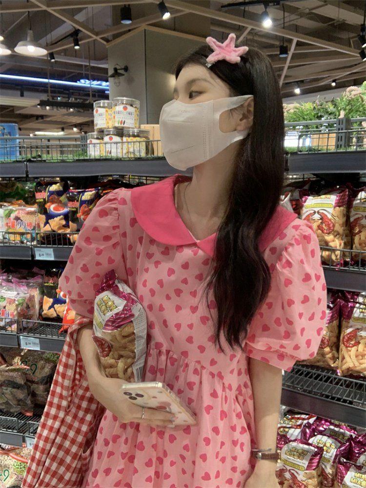 CHENGRUI Váy cổ búp bê Pháp cho nữ mùa hè 2023 đầm dài thắt lưng mỏng sinh viên ngọt ngào dịu dàng váy gió