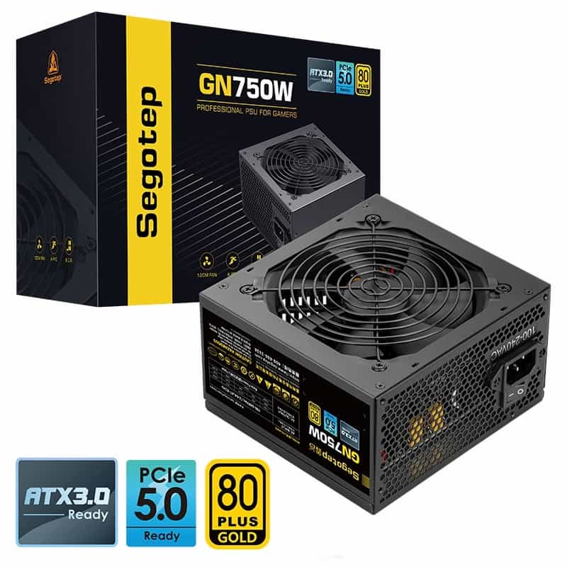 Nguồn SEGOTEP GN750W 80 PLUS GOLD PCIE 5.0 ATX 3.0 - Non Modular - Hàng chính hãng