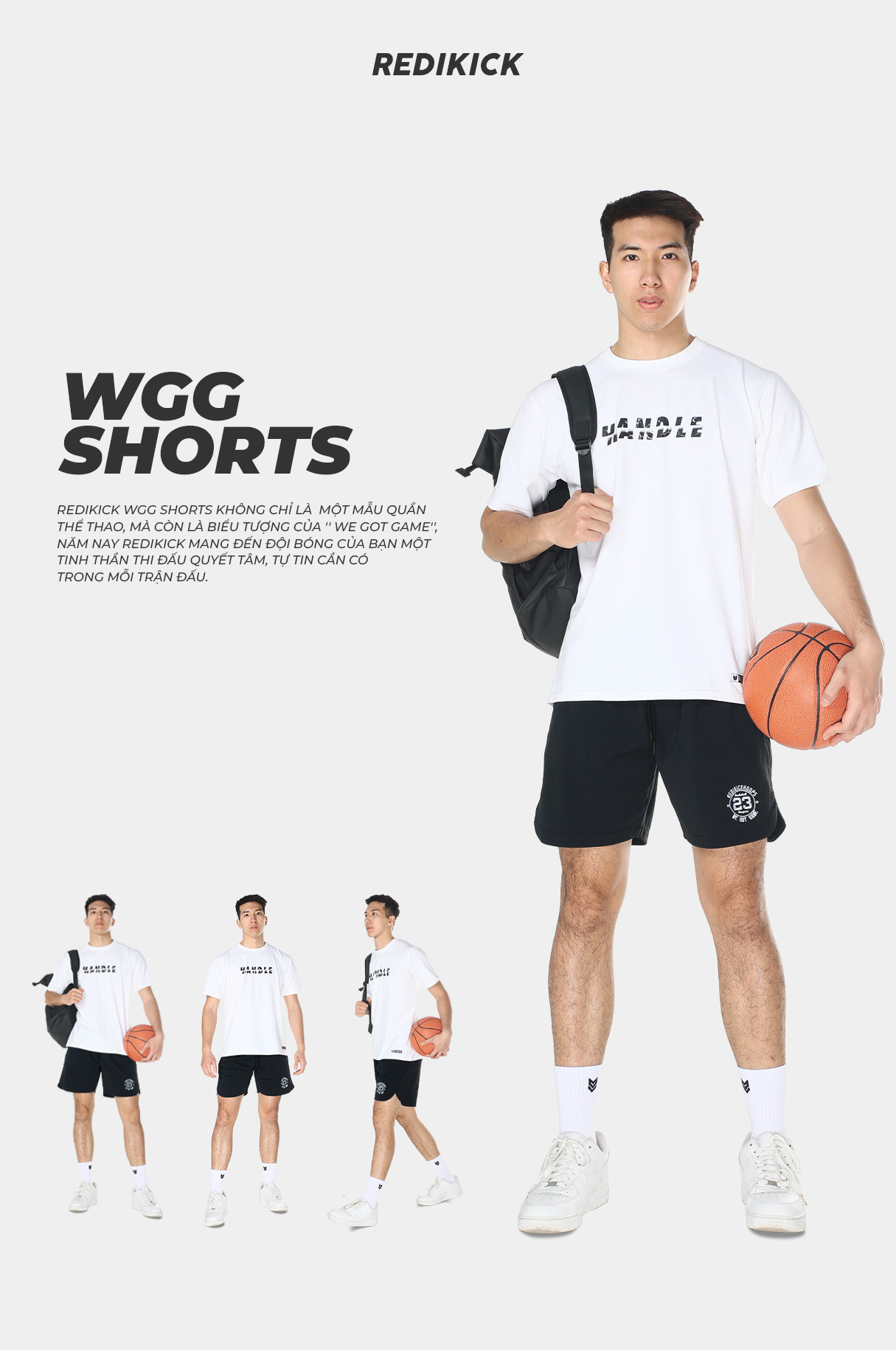 Quần short đùi thể thao Redikick WGG Shorts Q23019 Nhanh khô thoáng mát Tập Gym chơi Bóng Rổ Tennis Chạy Bộ