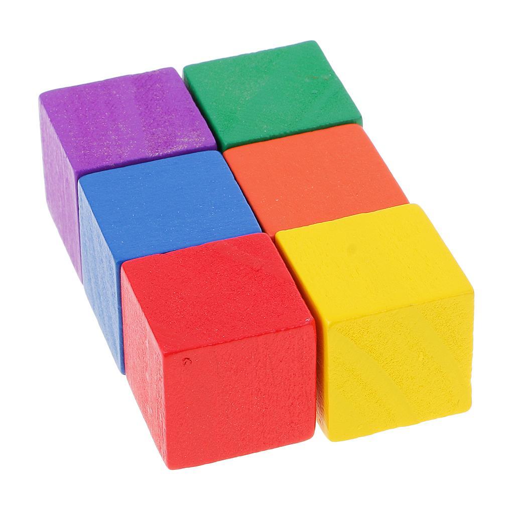 2x 100 Pieces Multicolor Wooden Cubes Square Blocks Crafts Decoration