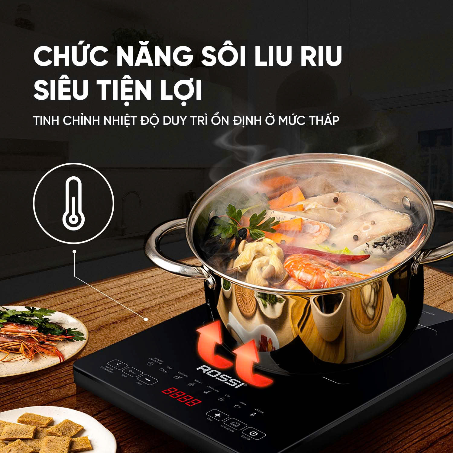 Bếp Từ Đơn Tân Á Đại Thành Rossi RS-1020CE01 Kèm Nồi - Hàng Chính Hãng