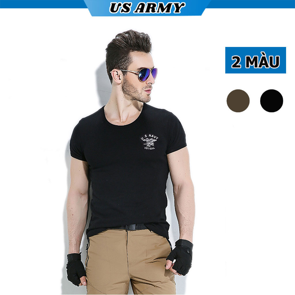 Áo Thun Nam Ngắn Tay Kiểu Lính Không Cổ  US ARMY U229, Chất Liệu Cotton Thoáng Mát, Mềm Mịn, Mát, Bền Màu-HÀNG CHÍNH HÃNG