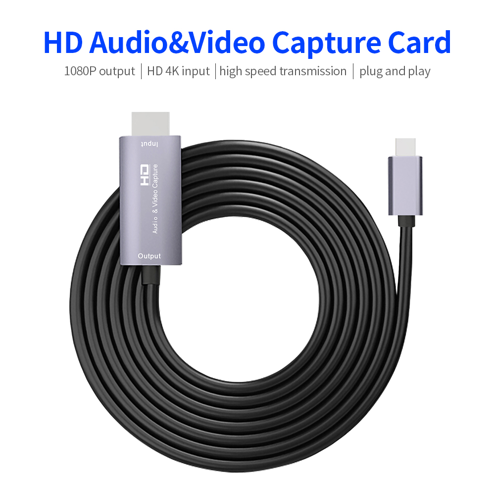Thẻ HD Audio & Video Capture Đầu Vào 4K Đầu Ra Full HD 1080p Loại C Cho Điện Thoại Capture / Máy Tính Game Live Plug And Play, Màu Xám