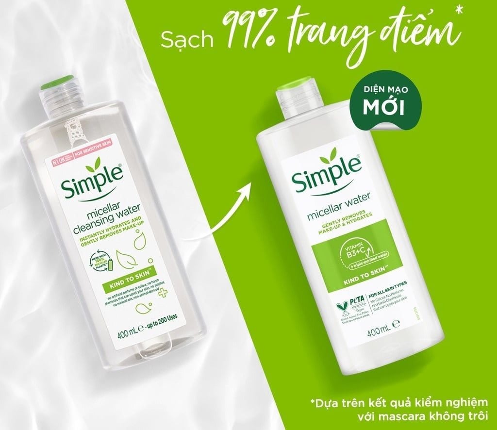 Tẩy trang Simple Micellar 200ml làm sạch