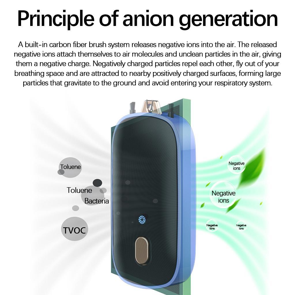 4X Portable Personal Necklace Air Purifier Wearable Freshener Air Cleaner Blue