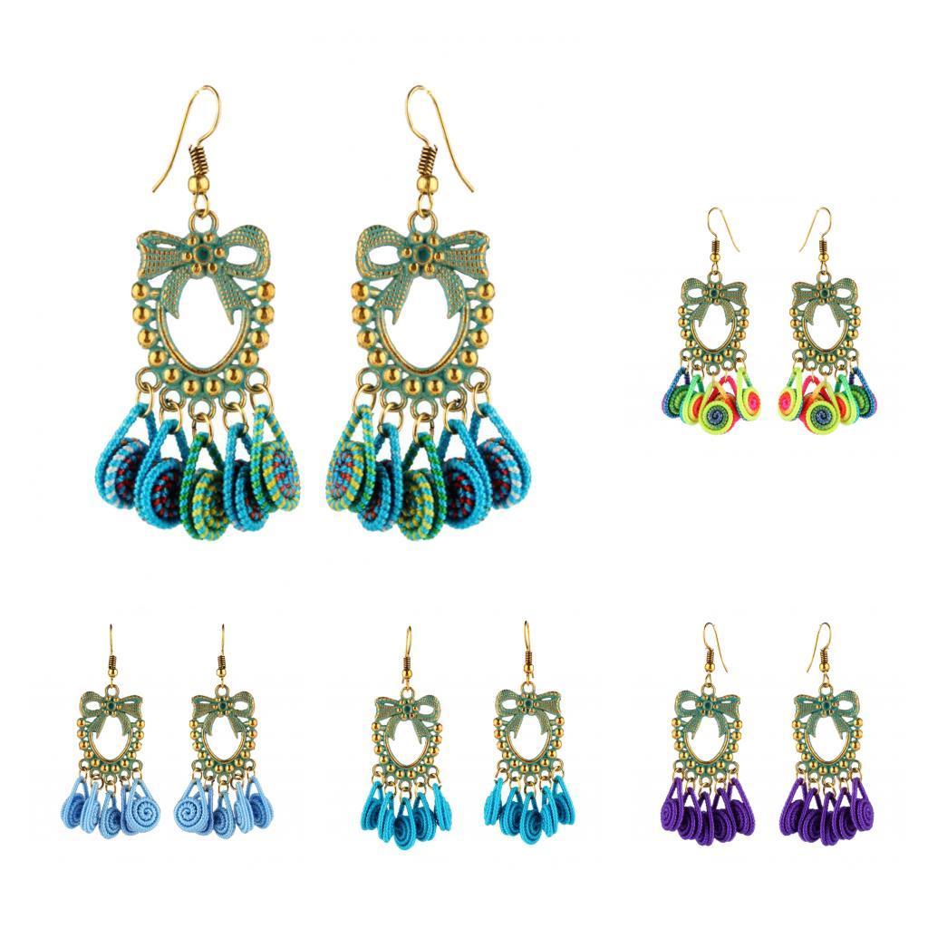 Women Vintage Bohemian Earrings Tassel Fringe Dangle Earrings