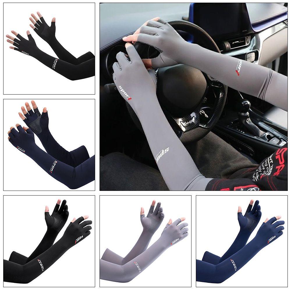 Năm Ngón Tay Băng Cánh Tay Tay Chống Nắng Chống Nắng Thoáng Khí Giữ Ấm Cánh Tay Thể Thao Ngoài Trời Cưỡi Chạy Thoáng Mát Lụa Cánh Tay Nữ Tay Color: Blue-Two-fingers