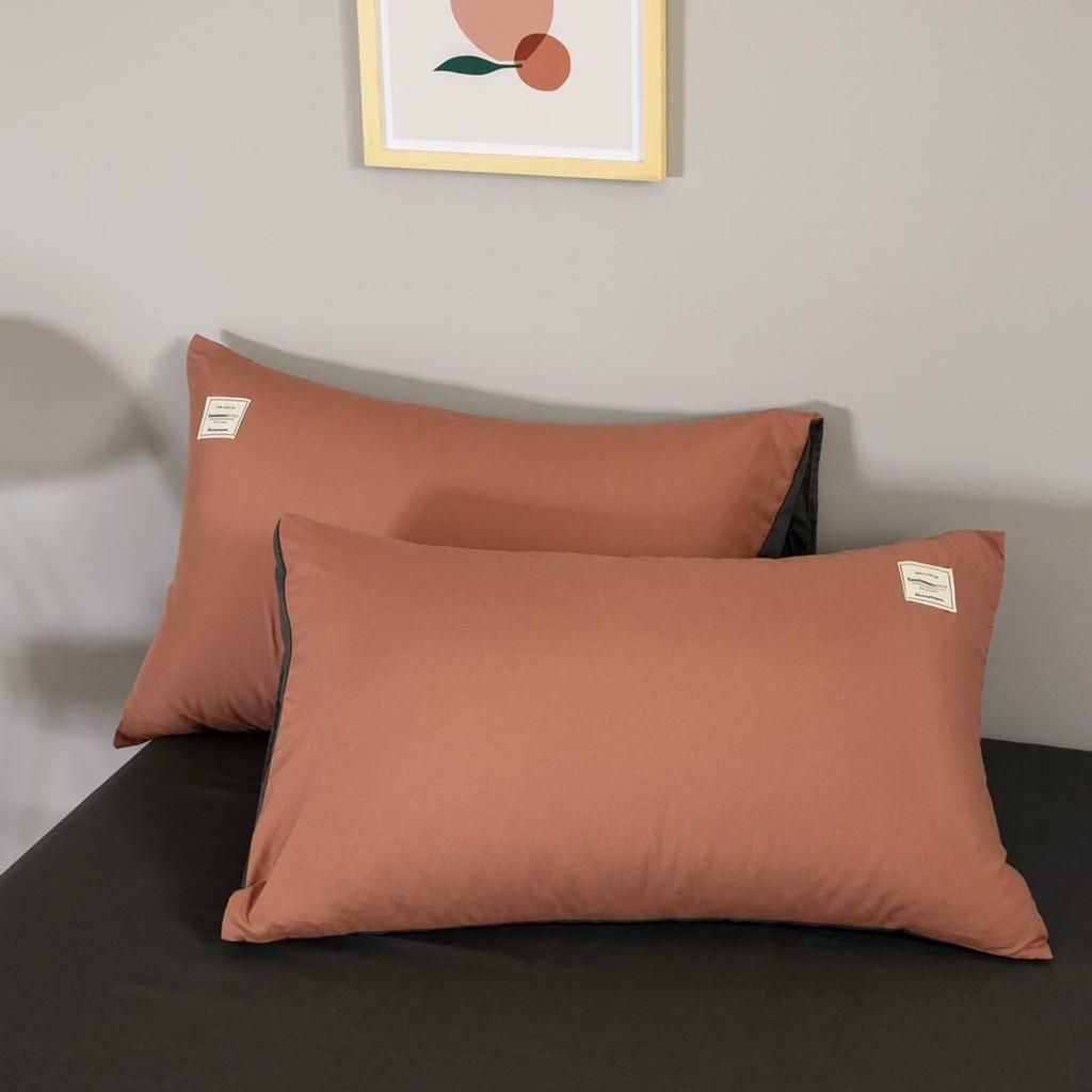 Set 4 món chăn ga gối màu cam ghi đậm Cotton Tici cao cấp - Ảnh thật - Hàng xuất khẩu