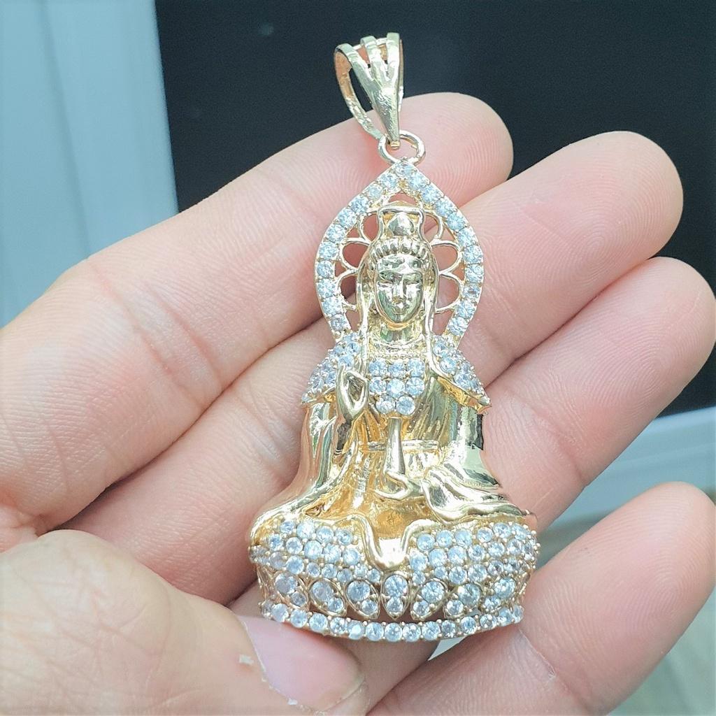 Mặt Dây Chuyền Quan Âm Bồ Tát 5CM Vàng Vonfram Mặt Tượng Cao Cấp- Dùng tắm rửa thoải mái