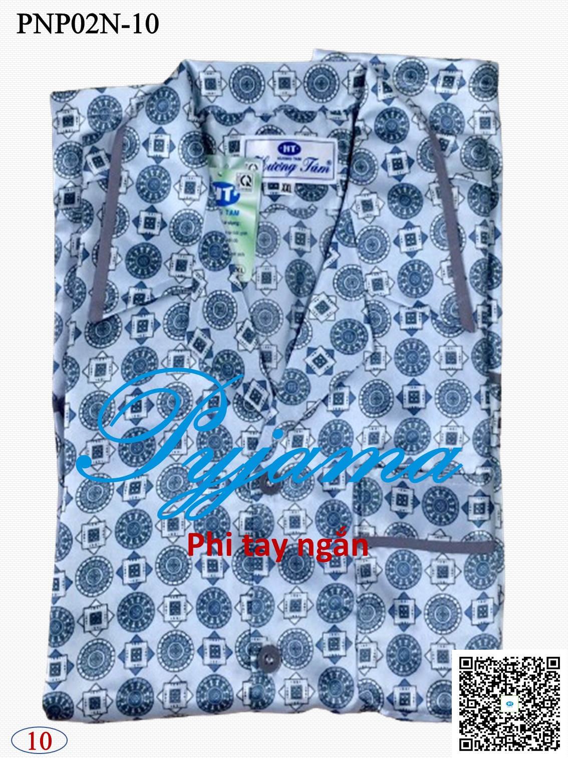 Bộ Pyjama HUONGTAM Phi bóng tay ngắn nam cao cấp(PNP02N). Chất liệu vải polyester mềm mại, thoáng mát, không phai màu