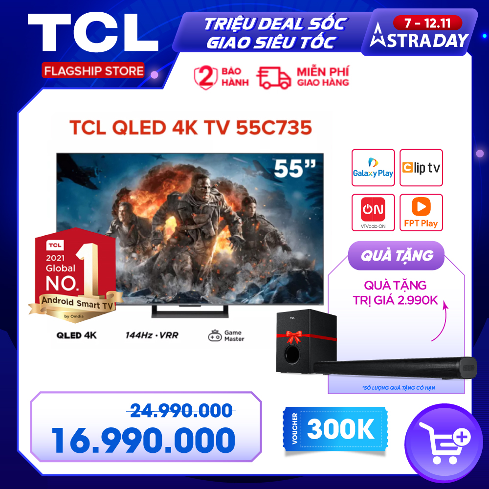 [SẢN PHẨM MỚI] GAMING TV - QLED TV 4K UHD - Tivi 55'' 55C735 - Hàng chính hãng