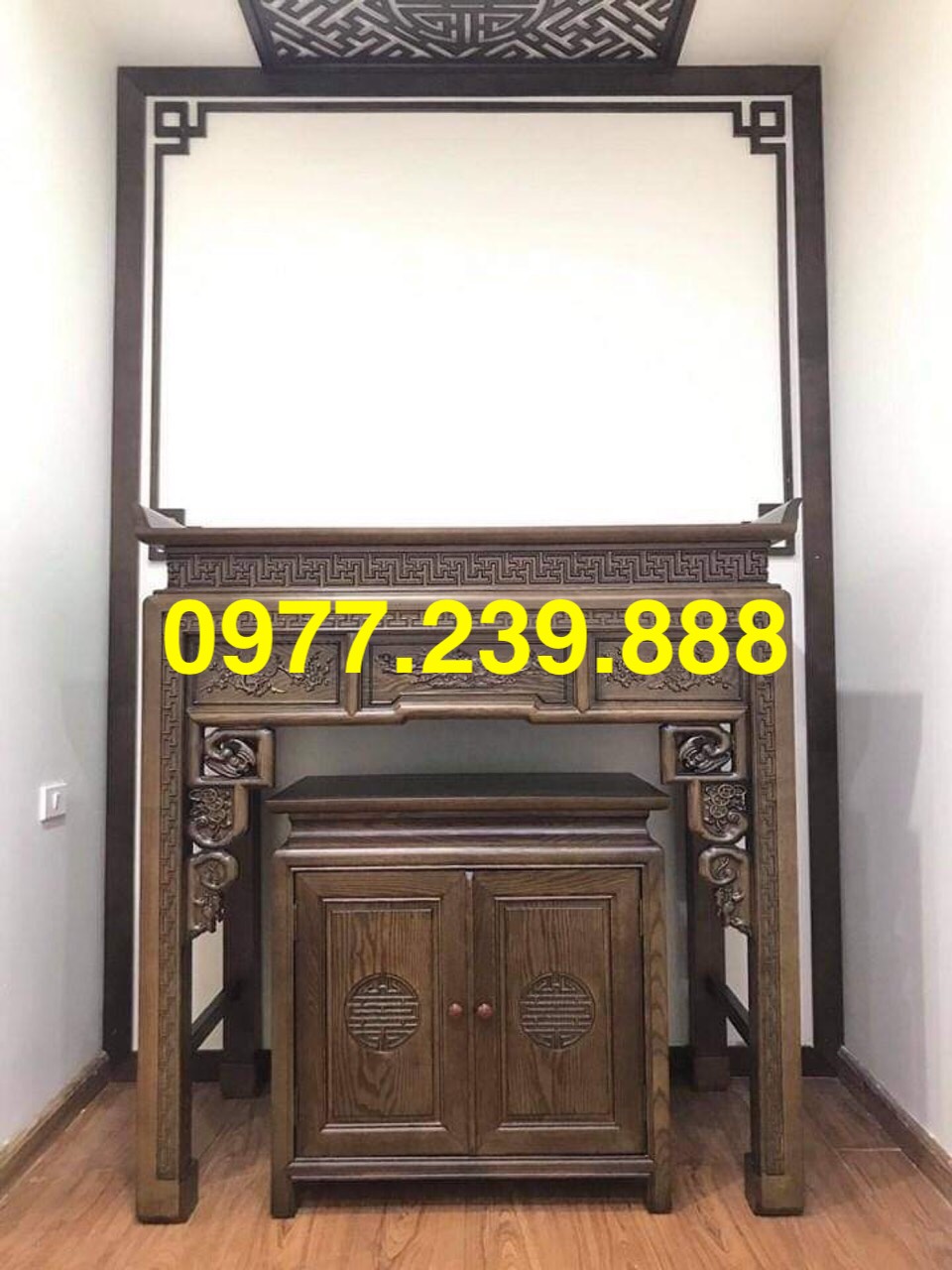 bàn thờ gỗ sồi chỉ bàn to 127cm