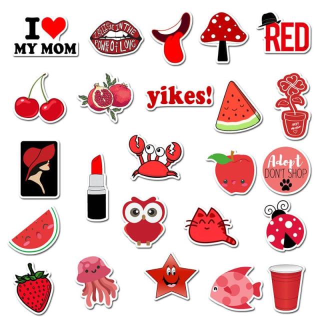 Sticker nhãn dán tone đỏ đen red and black trang trí mũ bảo hiểm, đàn, guitar, ukulele, điện thoại laptop