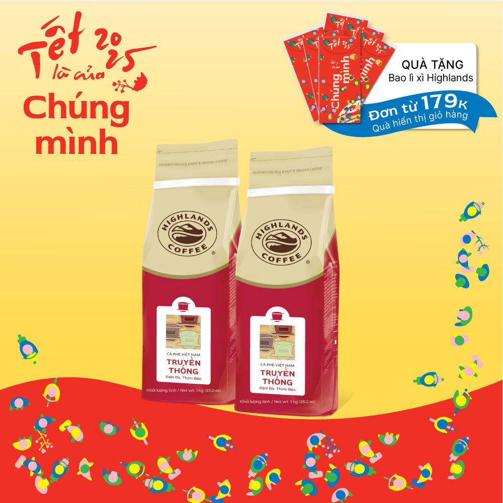 Combo 2 Túi Cà Phê Rang Xay Truyền Thống Highlands Coffee 1Kg