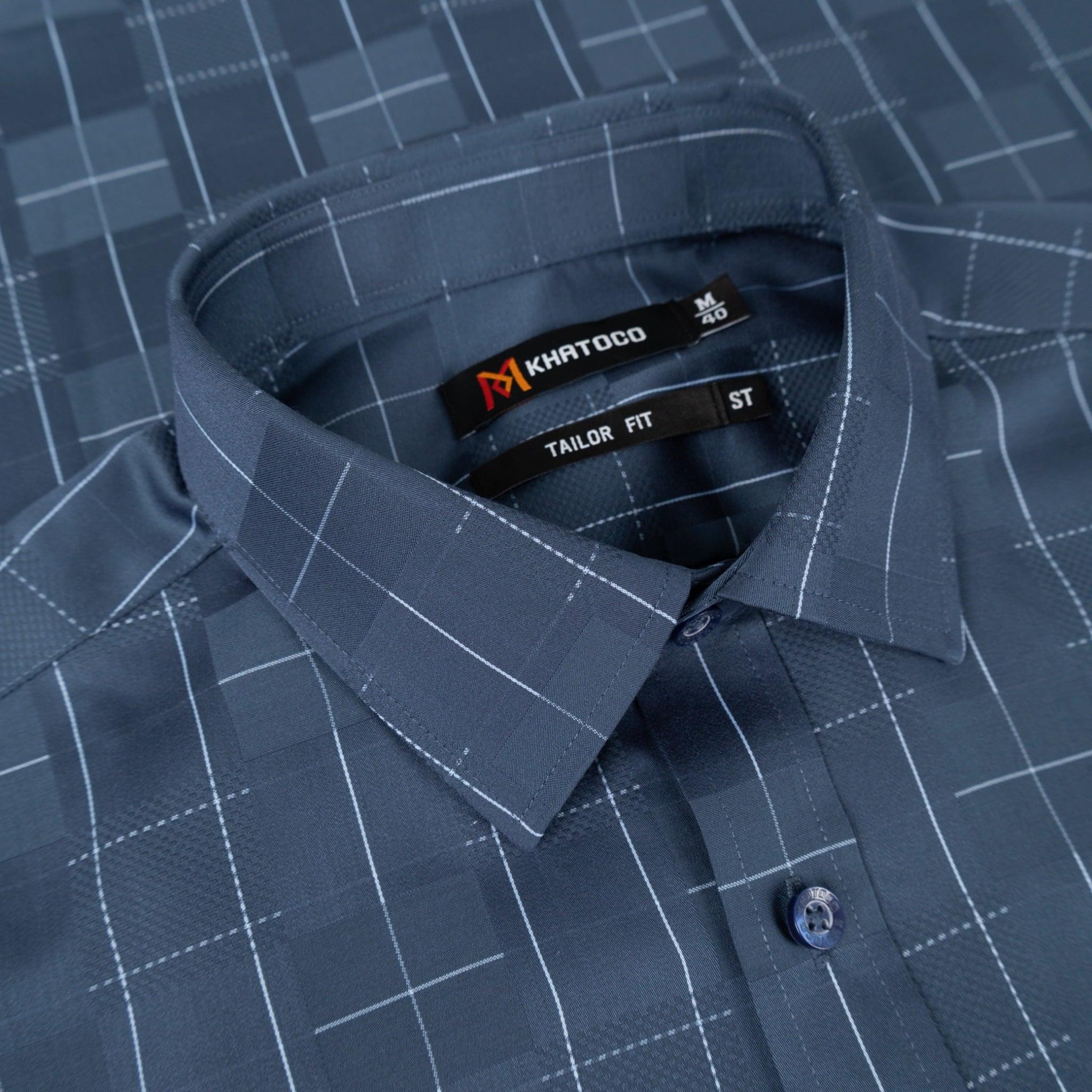 Áo sơ mi nam KHATOCO Tailor Fit ngắn tay A1MN538T2-CNCR761-2704-N